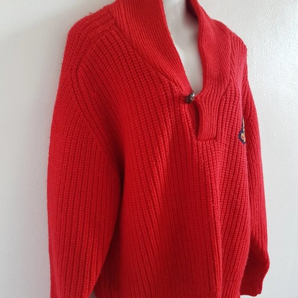 1980s Gant Heavy Cozy Wool Christmas Sweater, Red Thick Wool Sweater - Picture 2 of 8